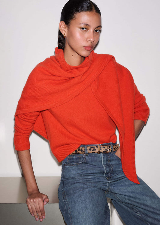 Orange Cashmere Triangle Knit Scarf | ME+EM Accessories