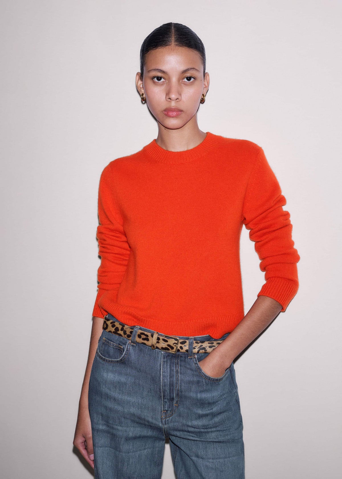 Orange Cashmere Triangle Knit Scarf | ME+EM Accessories