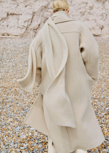 Oatmeal Merino Wool Bouclé Knit Scarf | ME+EM Accessories