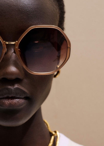 Smokey Nude Heptagonal Frame Sunglasses | ME+EM Accessories