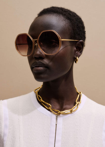 Smokey Nude Heptagonal Frame Sunglasses | ME+EM Accessories