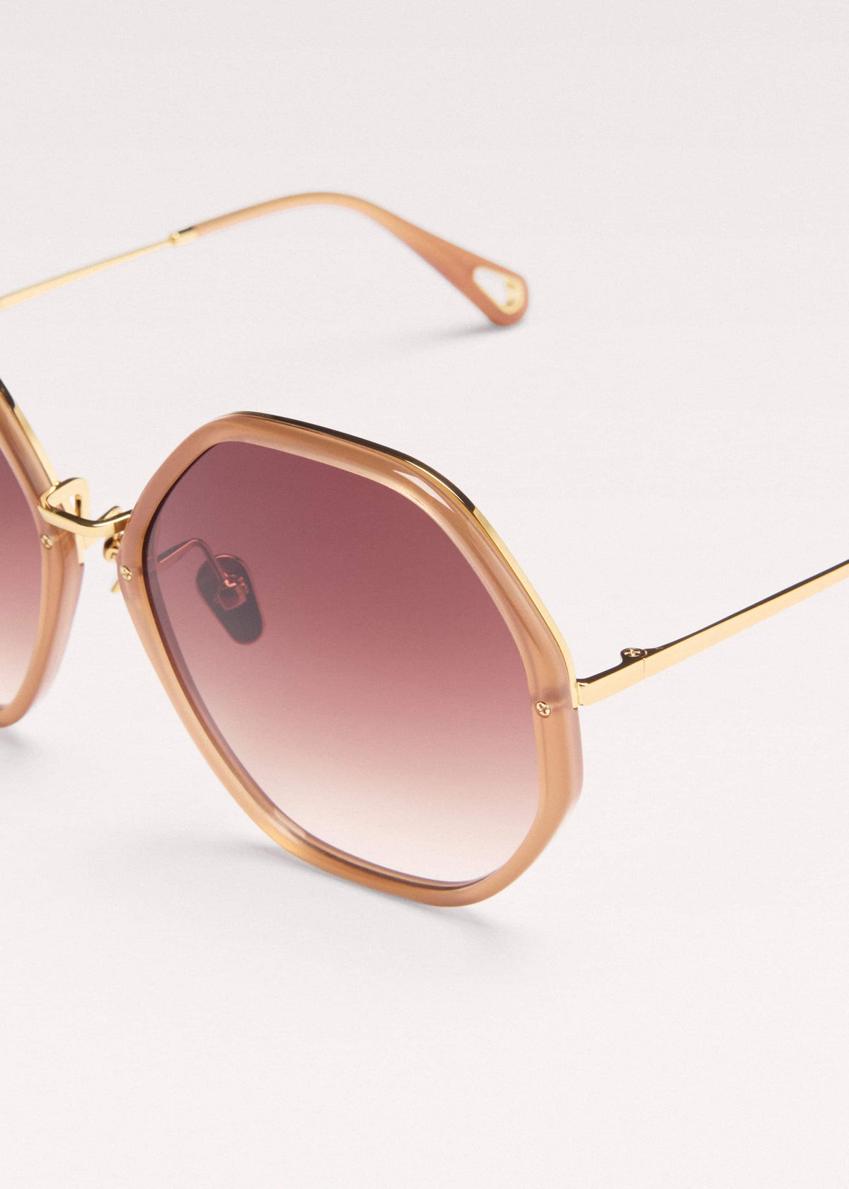 Smokey Nude Heptagonal Frame Sunglasses | ME+EM Accessories