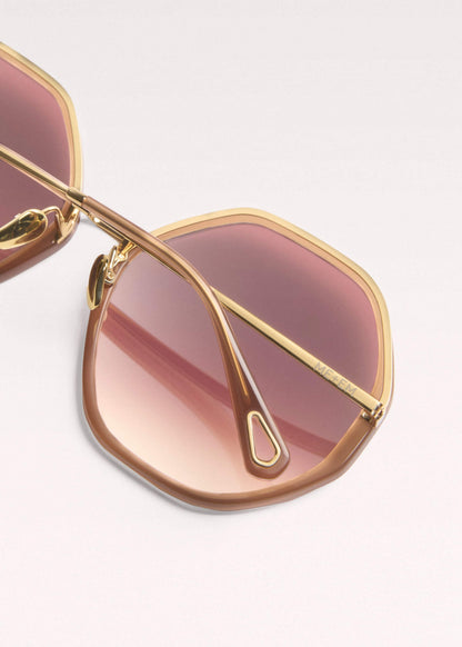 Smokey Nude Heptagonal Frame Sunglasses | ME+EM Accessories