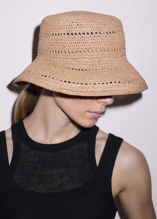 Brown Summer Raffia Bucket Hat | ME+EM Accessories