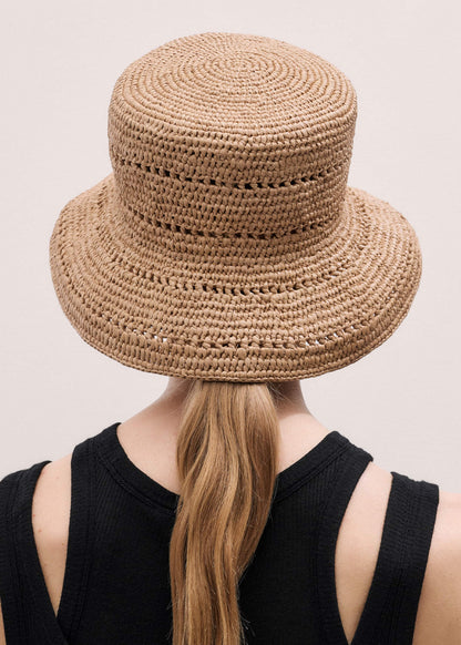 Brown Summer Raffia Bucket Hat | ME+EM Accessories