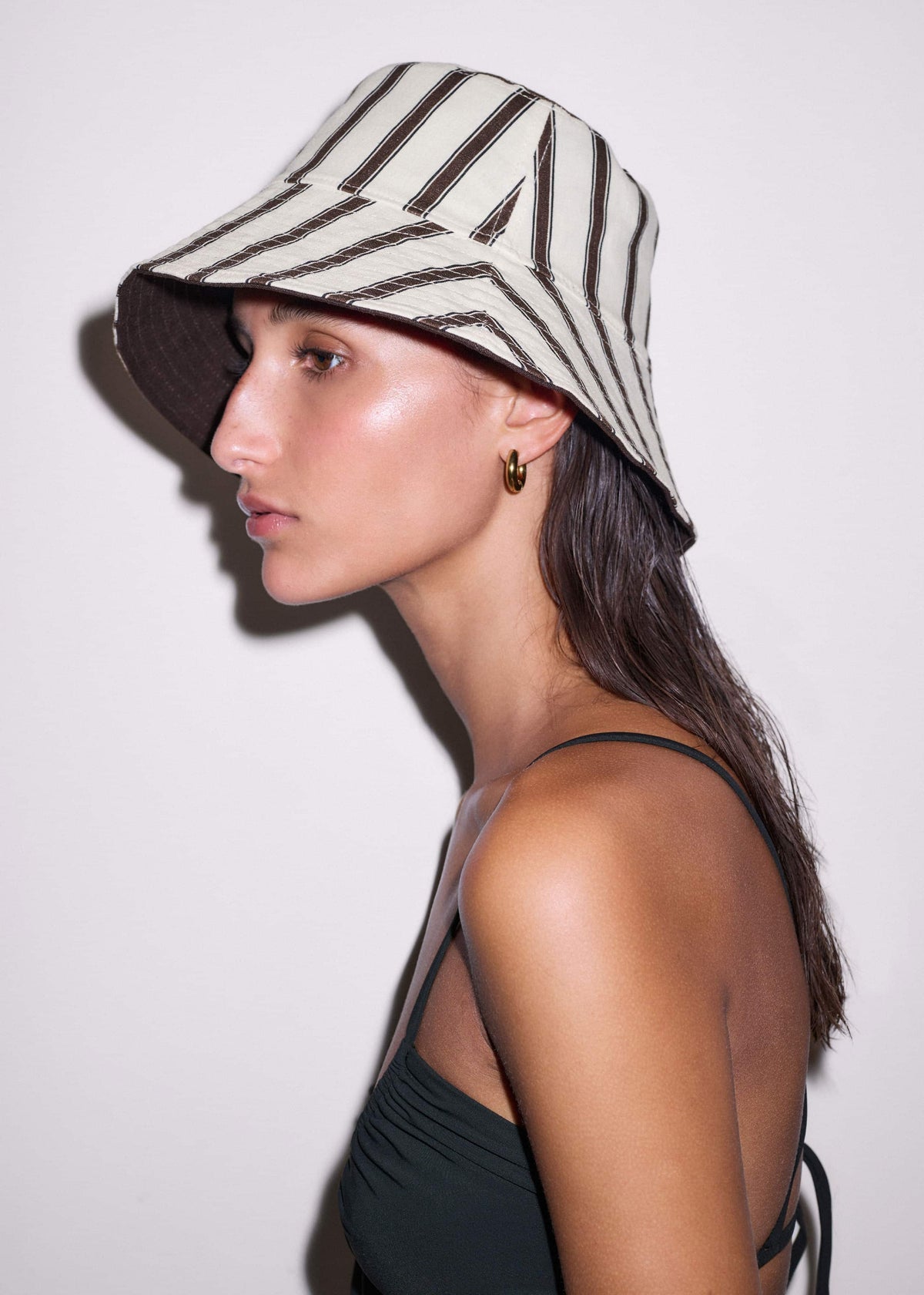 Brown Striped Reversible Bucket Hat | ME+EM Accessories